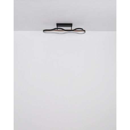 Stropné svietidlo, kov čierny matný, drevo, hliník čierny, silikón biely, DxŠxV: 806x290x150mm, vrát 6