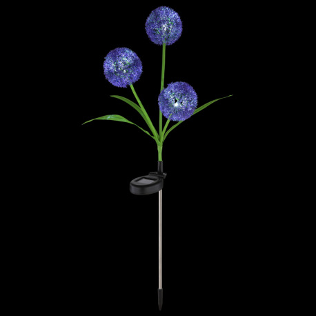 Solárne svietidlo, nerez, plast čierny, plast fialový, plast zelený, vypínač, vrátane batérií AA 200 2