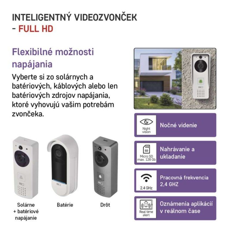 GoSmart Domový bezdrôtový batériový videozvonček IP-09D s WiFi a solárnym panelom 2