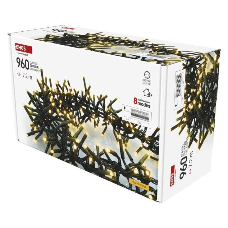 LED vianočná reťaz – ježko, 7,2 m, vonkajšia aj vnútorná, teplá biela, programy, časovač