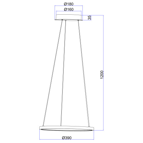 Závesné svietidlo, nikel, plast biely, Ø 385, V: 1200, vrátane 1xLED 19W 230V, 2160lm zdroj, 1000lm 4