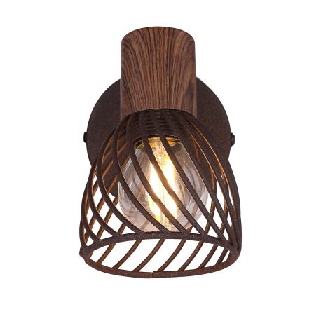 Nástenné svietidlo, kov vo farbe imitujúcu hrdzu, kov imitácia dreva, vypínač, ŠxV:80x120, H:130, be 3