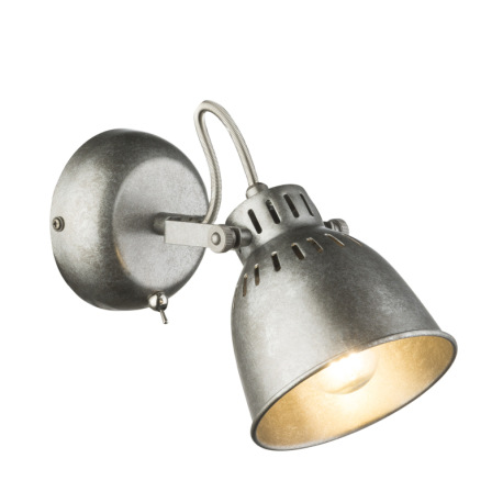 Nástenné svietidlo, kov, striebornošedé, ŠxV: 115x152mm, AL: 188mm, bez žiarovky 1x E14, max. 40W 23