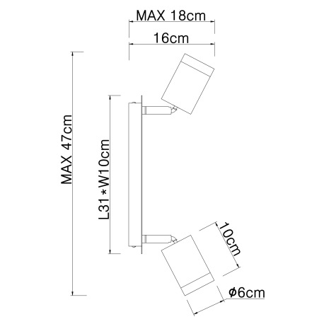 Nástenné svietidlo, kov čierny, nikel, drevo čierne, DxŠxV:310x100x180mm, bez žiaroviek 2x E27, max. 8