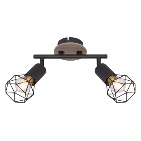 Nástenné svietidlo, kov čierny, drevo hnedé, DxV: 220x215, bez žiaroviek 2xE14, max. 40W 230V 4