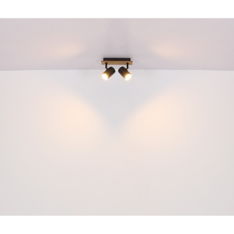 Nástenné svietidlo, kov čierny matný, MDF imitácia dreva, DxŠxV: 220x60x152mm, bez žiaroviek 2xGU10, 6