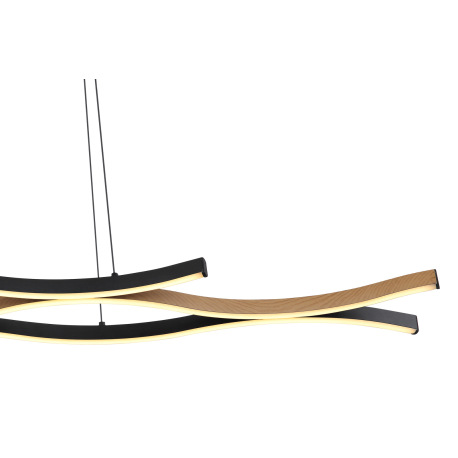 Závesné svietidlo kov čierny matný, plast biely, hliník čierny matný, hliník imitácia dreva, kábel P 4