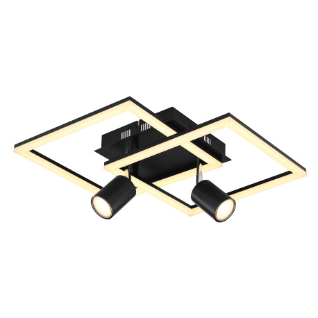 Stropné svietidlo kov čierny matný, plast biely, prepínanie funkcií nástenným vypínačom, DxŠxV: 420x