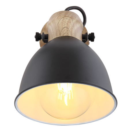 Nástenné svietidlo, kov čierny, kov vo farbe imitujúcej drevo, hnedý, vypínač, ŠxV:150x185, V:180, b 3