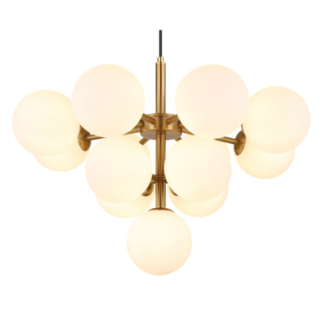 Závesné svietidlo, kov zlatej farby, sklenené gule biele, čierny textilný kábel, ø: 560 mm, V: 1200 4