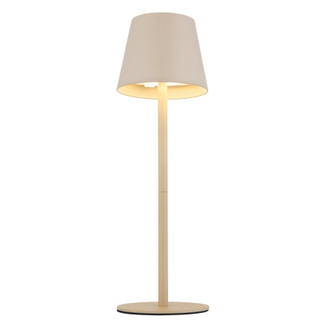 Stolová lampa, kov/plast pieskový/biely, dotyk. zap/vyp/stmievanie, USB-A 2.0 - USB-C; aku CR18650 1 6