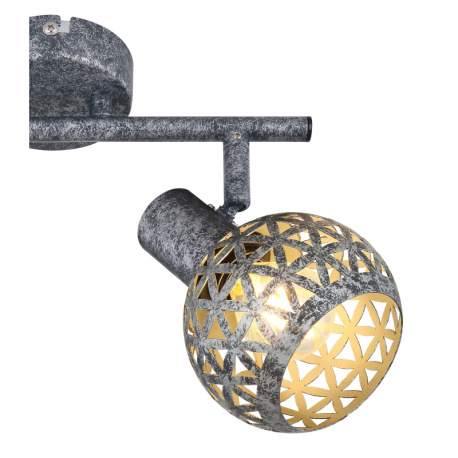 Nástenné svietidlo, kov sivý antik, tienidlo ručne maľované, tienidlo s dekoratívnym dierovaním, DxV 6