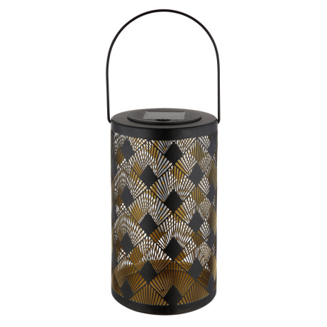 Solárne svietidlo, kov čierny matný, plast čierny, kov zlatej farby, vypínač, efekt ohňa, batéria AA 3