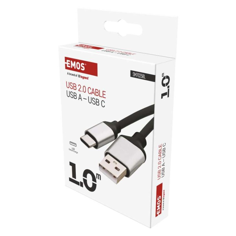 Nabíjací a dátový kábel USB-A 2.0 / USB-C 2.0, 1 m, čierny 3