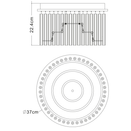 Stropné svietidlo, chróm, akryl, sklenené tyčinky číre, K5 kryštály číre , Ø 370, V:215, vrátane 1xL 3