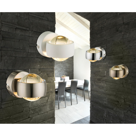 Nástenné svietidlo, nikel matný, priehľadné sklo, Š:75, H:100, vrátane 2xLED 3W 230V, 210lm, 3000K. 1