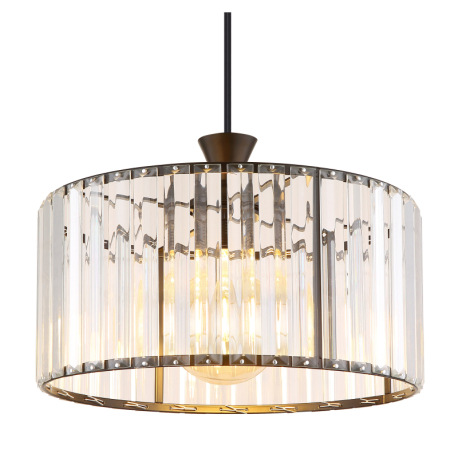 Závesné svietidlo, kov čierny, akrylové krištále číre, kábel PVC čierny, ø: 310mm, V: 1200mm, bez ži 12