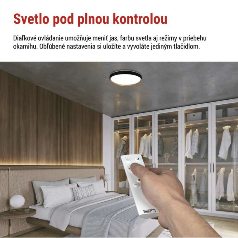 LED nástenné svietidlo ILVI, kruhové 45 W, stmievanie + CCT, čierna + drevo 5