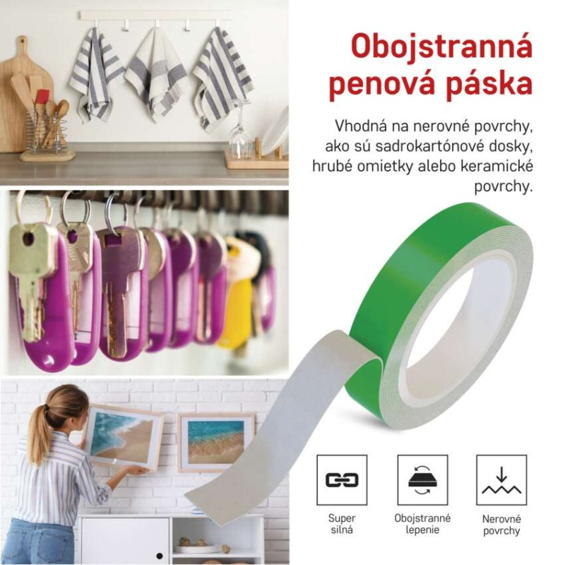  Dvojstranná penová páska 20 mm / 3 m, zelená 1