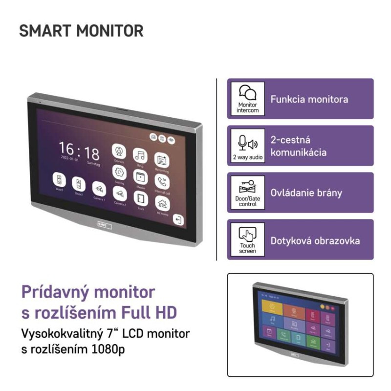 GoSmart Prídavný monitor IP-750B domáceho videovrátnika IP-750A 1