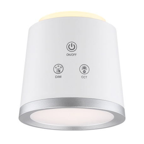 Nabíjateľná stolová lampa, hliník/plast biely, satin., strieborný, dotykové zapnutie/vypnutie/plynul 11