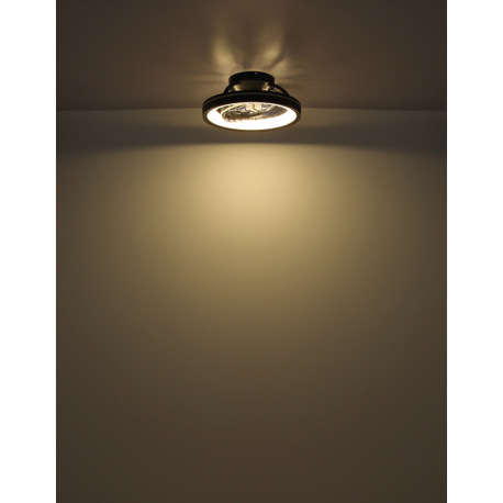 Stropný ventilátor, plast čierny/biely, stmievateľný, niekoľko úrovní cez nástenný spínač, pamäť, no 16