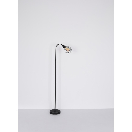 Stojanová lampa kov čierny matný, kovová mrižka čierna matná, vypínač na kábli, Flexo, DxŠxV: 370x22 17