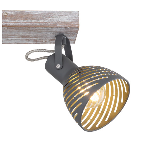 Nástenné svietidlo, drevo nabielené, kov sivý modrý, tienidlo s ozdobnými štrbinami, DxŠxV:300x125x2 15