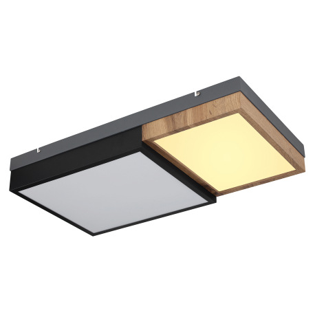Stropné svetlo kov sivý/čierny matný, MDF imitácia dreva, plast opál, niekoľko úrovní cez nástenný s 12