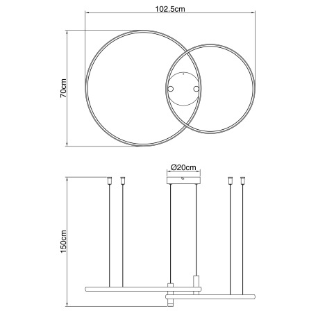 Závesné svietidlo, hliník čierny, kov zlatý, akryl,pamäťová funkcia, nočné svetlo, stmievateľné, dia 11