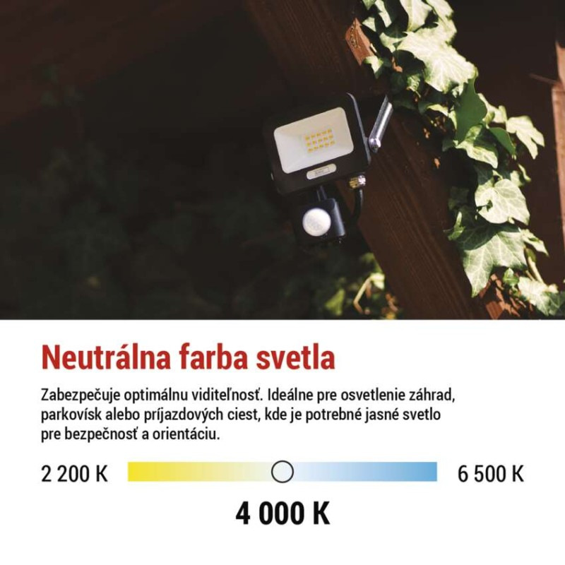 LED reflektor GLARO s pohybovým čidlom, 10 W, čierny, IP54, 1000 lm, neutrálna biela 9