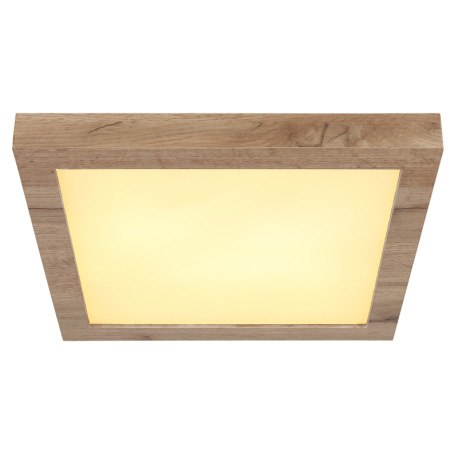 Stropné svietidlo, matný biely kov, MDF imitácia tmavého dreva, plast biely, DxŠxV: 350x350x60mm, vr 8