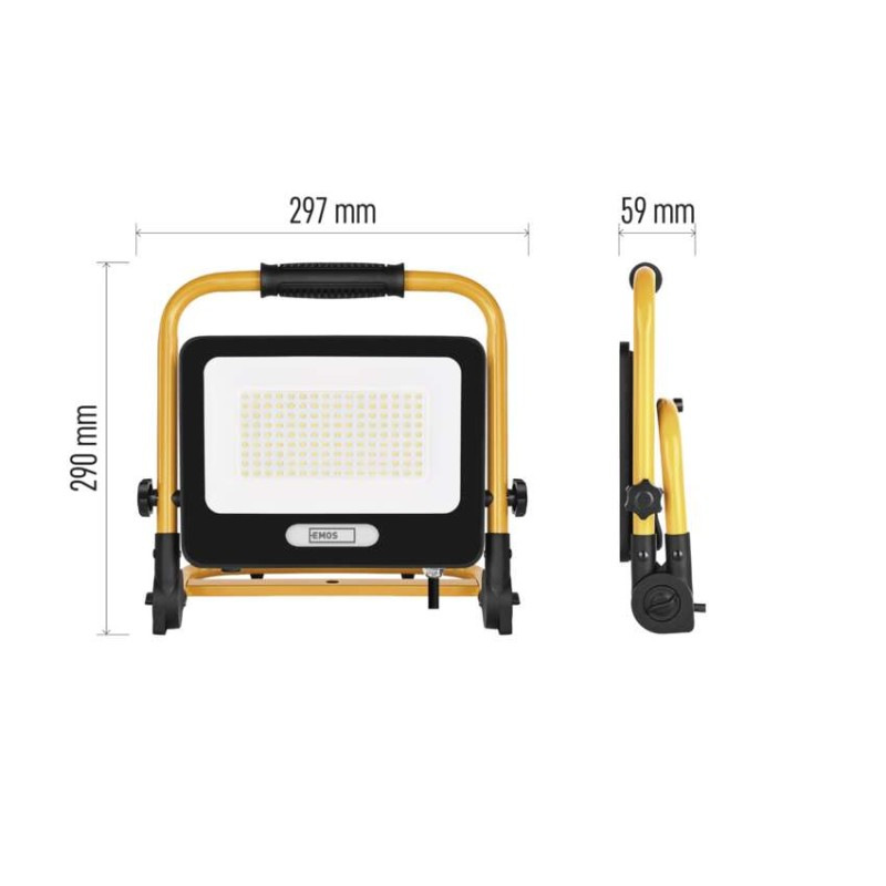 LED reflektor GLARO 100 W, žlto-čierny, IP65, 10 000 lm, neutrálna biela 4
