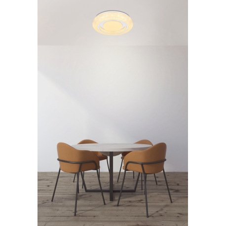 Stropné svietidlo, kov biely, akryl biely, chróm, 3 úrovne osvetlenia pomocou nástenného vypínača, t 1