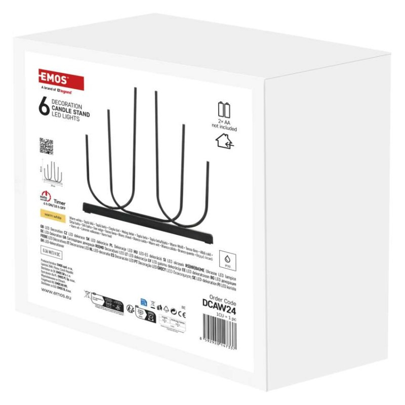 LED svietnik kovový čierny, 40 cm, 2x AA, vnútorný, teplá biela 2