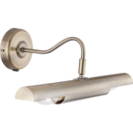 Nástenné svietidlo, mosadz, obrazové svetlo, nastaviteľné, vypínač, DxV: 365x135, H: 210, bez žiarov