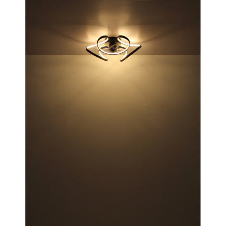 Stropný ventilátor, kov čierny matný, akryl biely, plast priehľadný, stmievateľný, niekoľko úrovní p 9