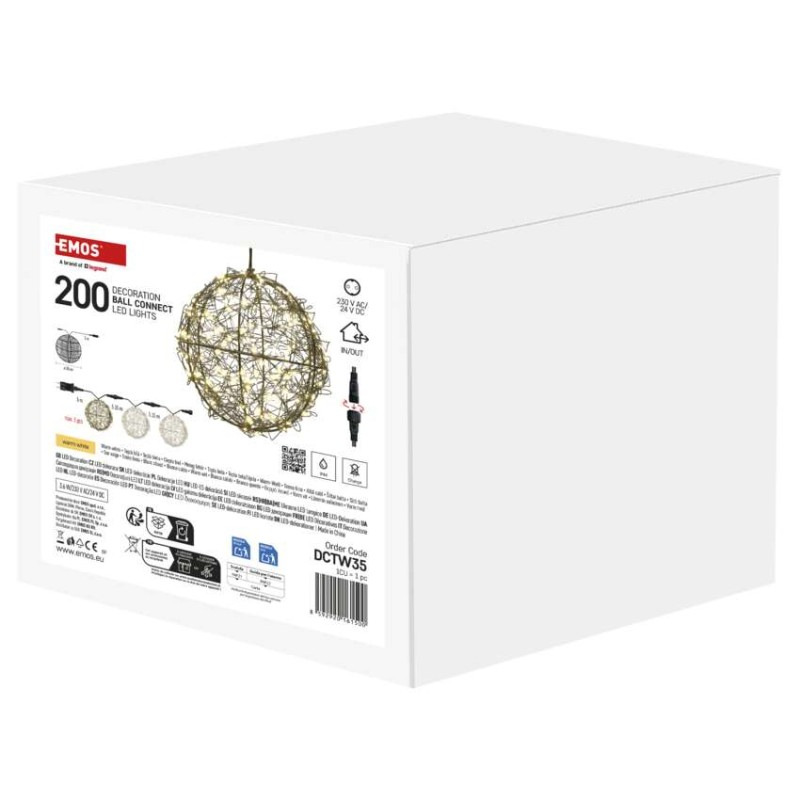 LED vianočná guľa spojovací – 200 LED, na vonkajšie aj vnútorné použitie, WW 1