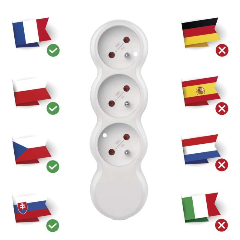 Samostatná 3 zásuvka, biela 1