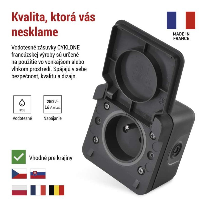EMOS Cyklone zásuvka nástenná IP55 1