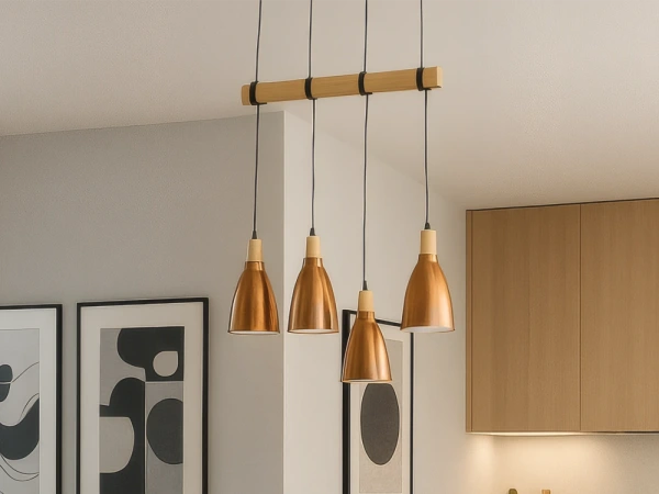 Závesné medené kovové svietidlo 4 x E27 - ME0413-4/B