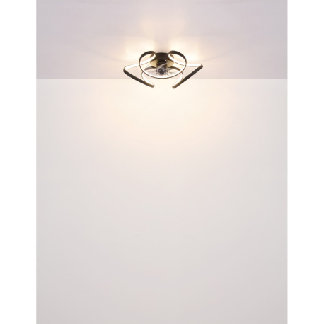 Stropný ventilátor, kov čierny matný, akryl biely, plast priehľadný, stmievateľný, niekoľko úrovní p 10