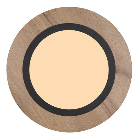 Stropné svietidlo kov čierna matná, MDF imitácia dreva, plast biely, ø: 400mm, V: 45mm, LED 15W 230V 7