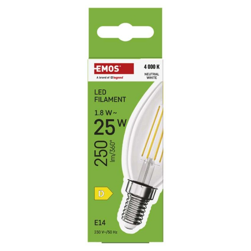 LED žiarovka Filament sviečka / E14 / 1,8 W (25 W) / 250 lm / Neutrálna biela 4