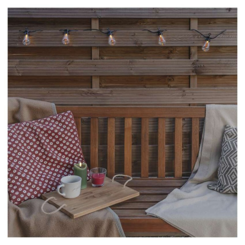 LED svetelná reťaz so solárnym panelom – 10x párty žiarovky, 5 m, vonk. aj vnút., vintage 3