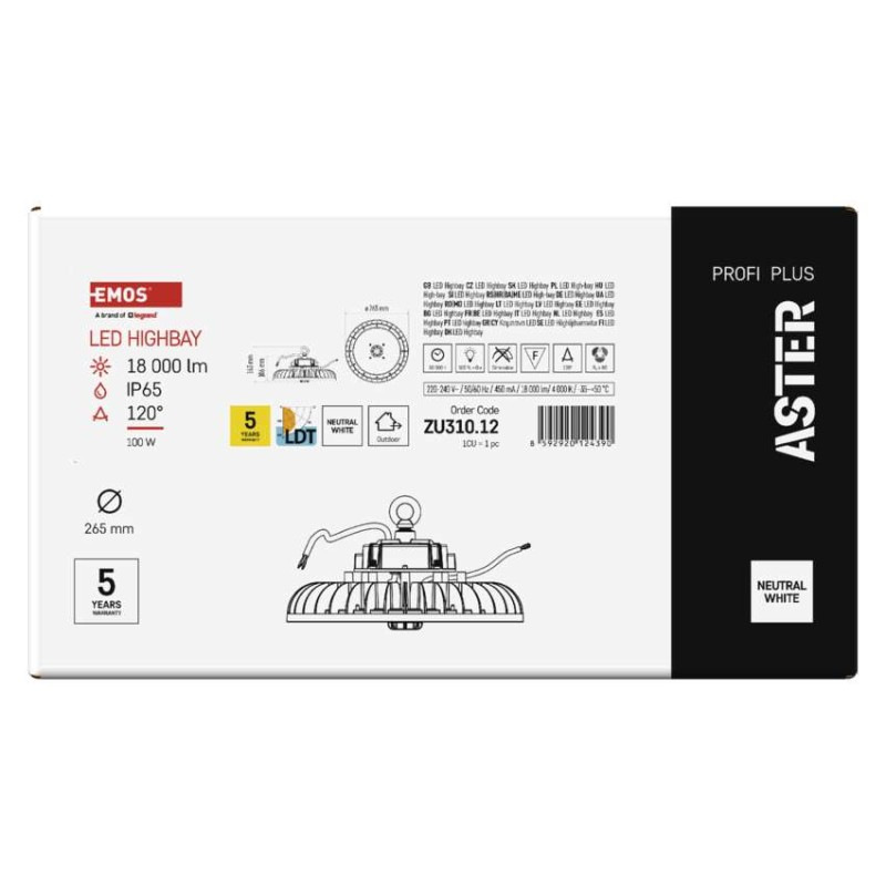 LED priemyselné závesné svietidlo HIGHBAY ASTER 120° 100W 6