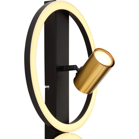 Nástenné svietidlo kov čierny matný, kov mosadz matná, plast biely, DxŠxV: 600x300x155mm, vrátane LE 5