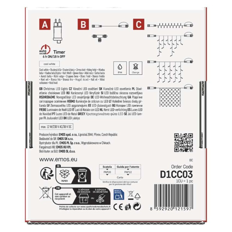 Štartovacia súprava pre spoj. reťaze Klasik – cencúle, 2,5 m, vonkajšia, studená biela, č. 11