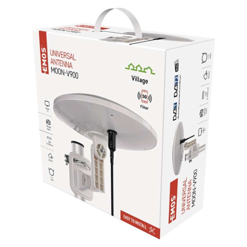 Anténa univerzálna VILLAGE MOON–V900, DVB-T2, FM, DAB, filter LTE/4G/5G 1
