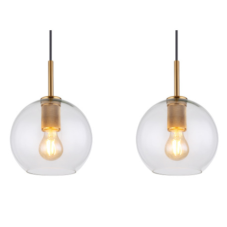 Závesné svietidlo, mosadz matná, priehľadné sklo, čierny PVC kábel, DxŠxV:900x200x1200, bez žiarovie 7